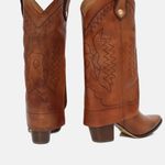 Bota Western Couro Premium Salto Bloco Caramelo