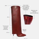 Bota Cano Longo Couro Premium Salto Alto Fino Vermelho Merlot
