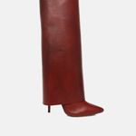 Bota Cano Longo Couro Premium Salto Alto Fino Vermelho Merlot