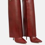 Bota Cano Longo Couro Premium Salto Alto Fino Vermelho Merlot