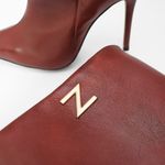 Bota Cano Longo Couro Premium Salto Alto Fino Vermelho Merlot