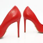 Scarpin Couro Salto Alto Fino Vermelho Ferrari