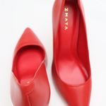Scarpin Couro Salto Alto Fino Vermelho Ferrari