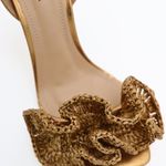 Sandália Couro Premium Tressê Salto Alto Fino Bronze Gold