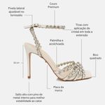 Sandália Couro Premium Salto Alto Fino Pedraria Crystal Branco