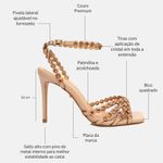 Sandália Couro Premium Salto Alto Fino Pedraria Crystal Nude