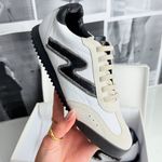Tênis Couro Camurça Premium Zhaya Off White Preto