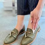 Loafer Couro Texturizado Verde Militar