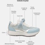 Tênis Couro Premium Sport Glow Azul Celeste Crystal