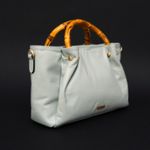 Bolsa Couro Premium Lisa Bamboo Azul Celeste