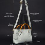 Bolsa Couro Premium Lisa Bamboo Azul Celeste