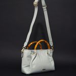 Bolsa Couro Premium Lisa Bamboo Azul Celeste