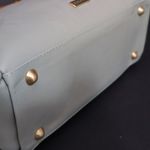 Bolsa Couro Premium Lisa Bamboo Azul Celeste