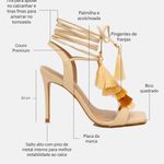 Sandália Couro Premium Salto Alto Fino Amarração Nude