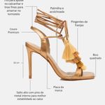 Sandália Couro Premium Salto Alto Fino Amarração Bronze
