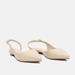 Sapatilha Couro Verniz Slingback Off White