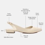 Sapatilha Couro Verniz Slingback Off White