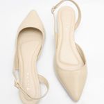 Sapatilha Couro Verniz Slingback Off White