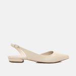 Sapatilha Couro Verniz Slingback Off White