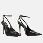 Scarpin SlingBack Couro Verniz Premium Salto Alto Fino Preto