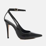 Scarpin SlingBack Couro Verniz Premium Salto Alto Fino Preto