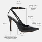 Scarpin SlingBack Couro Verniz Premium Salto Alto Fino Preto