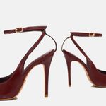 Scarpin SlingBack Couro Verniz Premium Salto Alto Fino Vermelho Merlot