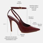 Scarpin SlingBack Couro Verniz Premium Salto Alto Fino Vermelho Merlot