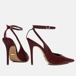 Scarpin SlingBack Couro Verniz Premium Salto Alto Fino Vermelho Merlot