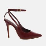 Scarpin SlingBack Couro Verniz Premium Salto Alto Fino Vermelho Merlot