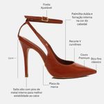 Scarpin SlingBack Couro Verniz Premium Salto Alto Fino Caramelo