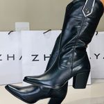 Bota Western Couro Premium Salto Bloco Preto
