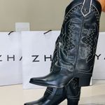 Bota Western Couro Premium Salto Bloco Preto