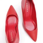Scarpin Couro Salto Bloco Médio Vermelho Ferrari