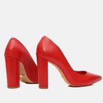Scarpin Couro Salto Bloco Médio Vermelho Ferrari