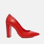 Scarpin Couro Salto Bloco Médio Vermelho Ferrari