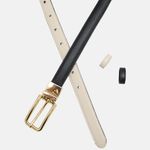 Cinto Couro Double Jamille Preto Off White