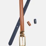 Cinto Couro Double Jamille Caramelo Azul