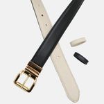 Cinto Couro Double Cintia Preto Off White