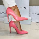 Scarpin Couro Salto Alto Fino Rosa Blush