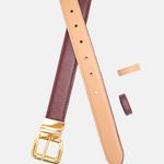 Cinto Couro Double Cintia Vermelho Merlot Nude