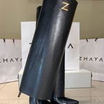 Bota Cano Longo Couro Premium Salto Alto Fino Preto
