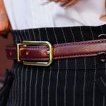Cinto Couro Double Jamille Vermelho Merlot Nude