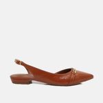 Sapatilha Couro Verniz Corrente Slingback Caramelo