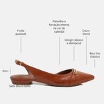 Sapatilha Couro Verniz Corrente Slingback Caramelo