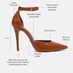 Scarpin Couro Premium Glam Verniz Salto Alto Fino Caramelo