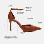 Scarpin Couro Premium Glam Verniz Salto Médio Fino Caramelo