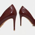 Scarpin Couro Verniz Salto Médio Fino Vermelho Merlot