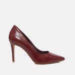 Scarpin Couro Verniz Salto Médio Fino Vermelho Merlot