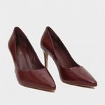 Scarpin Couro Verniz Salto Médio Fino Vermelho Merlot
